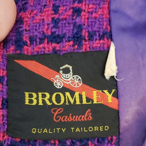 Vintage Pink and Purple Plaid Buttoned Trench Coat Wool - Picture 5 of 9